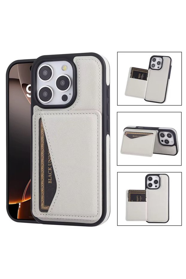 iPhone 16 Pro (6.3 Inch) Compatible Wallet Card Holder Stand Triangle Detailed Lux Leather Case