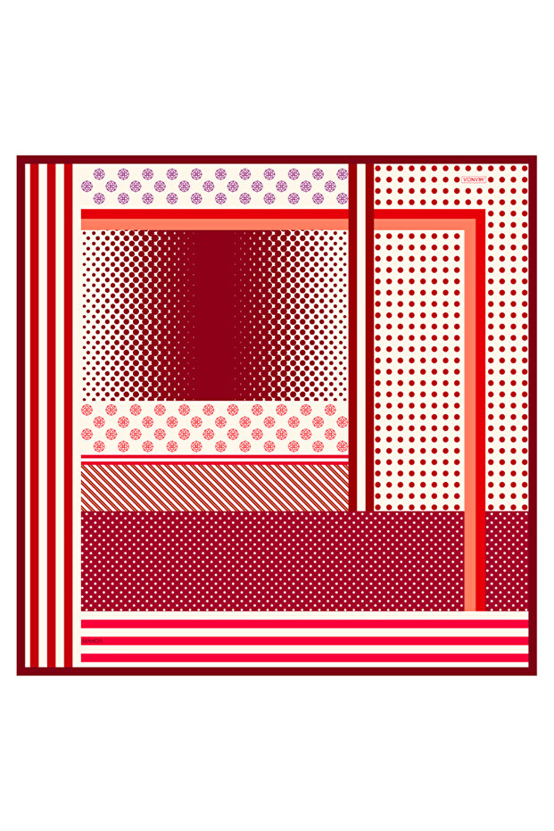 وشاح حريري أحمر مقاس 90×90