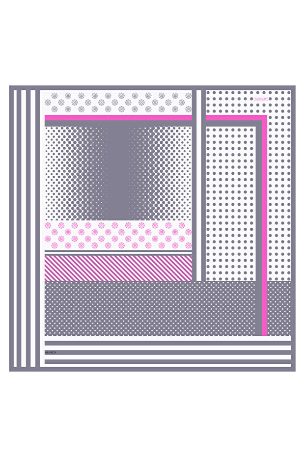 وشاح حريري رمادي مقاس 90×90