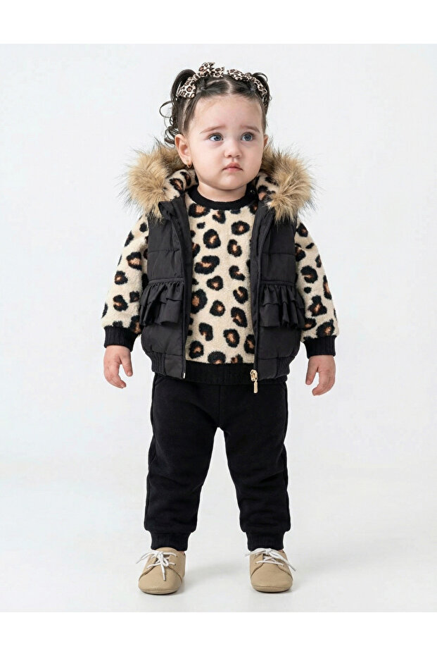 Set premium Raisa leopard negru