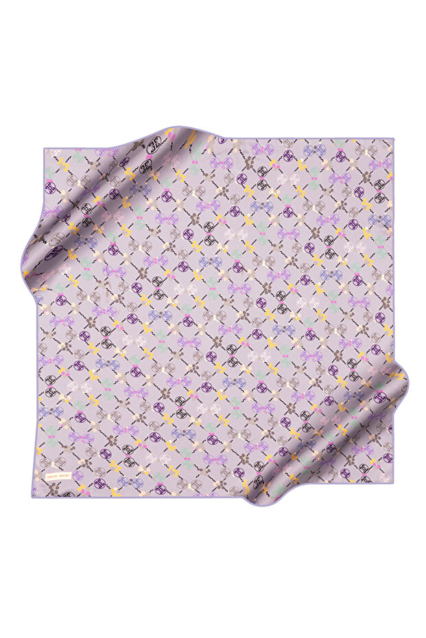 Purple 90X90 Silk Crepe Satin Scarf