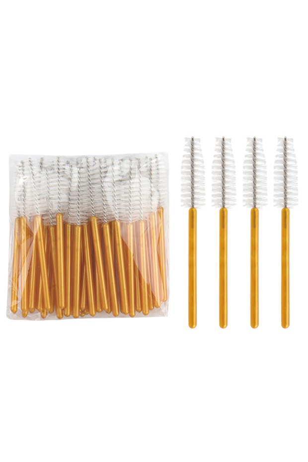 50pcs white 50Pcs Disposable Eyelash Makeup Brush Mascara Wands Gold Mini Eye Lash Brushes Short Eye