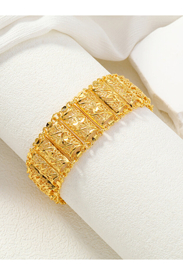 Gold-color 1 Middle Eastern Saudi Arabia hollow chain patch bead women's golden bracelet