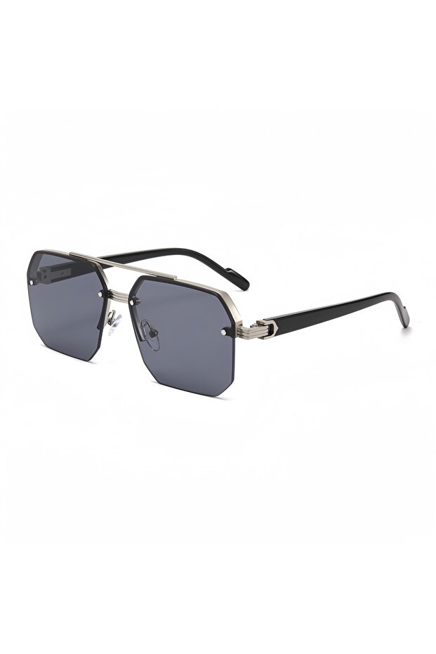 black High Quality Rimless Men Sunglasses UV400 Square Double Bridge Eyewear Sun Glasses