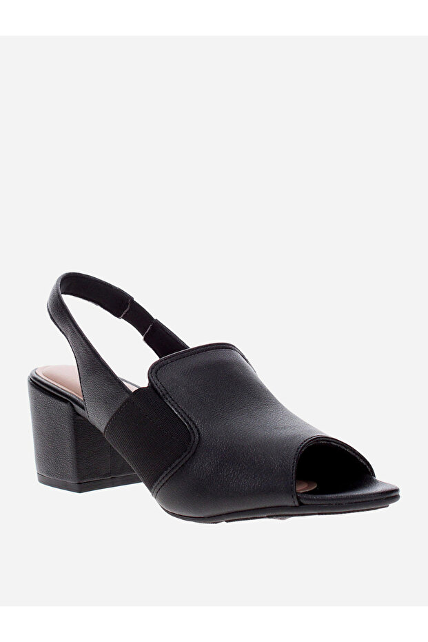 Solid Open Toe Block Heel Shoes - 1