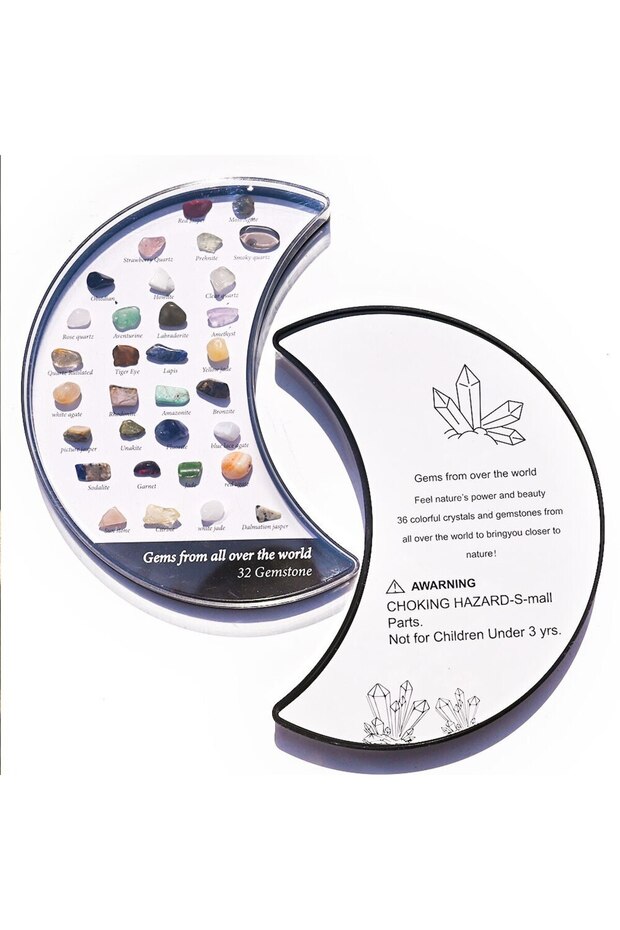 natural stone 32pcs Moon Box Quartz Crystal Chakra Healing Stones And Crystals Set Hexagon Rose Quar