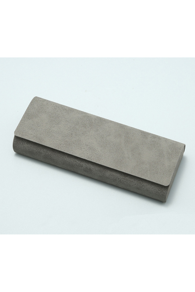 Grey 1pc Hand Shell PU Leather Glasses Protector Case Durable Portable Storage Bag Eyewear Holder Pr