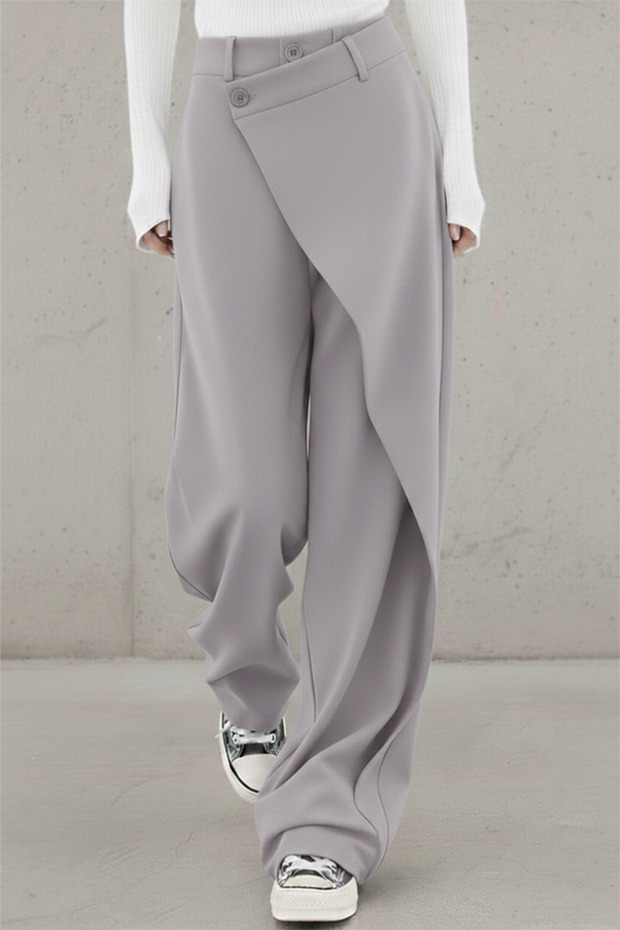 Women's Button Closure Asymmetrical Design Palazzo Pants