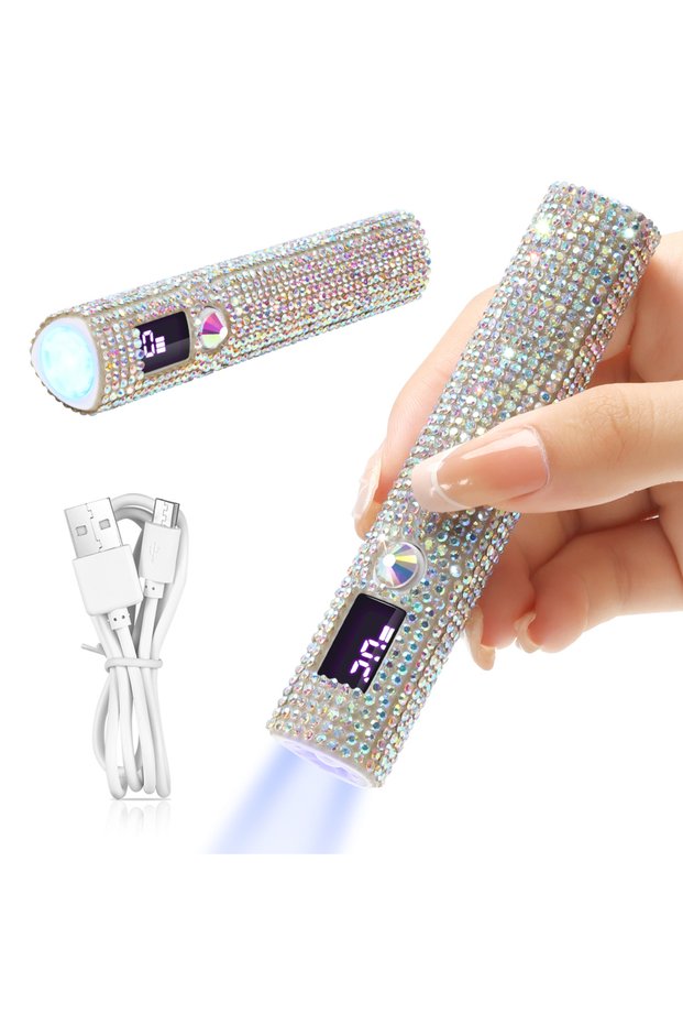USB YZ07-White-Diamond Portable Quick Dry Nail Dryer Machine Mini UV LED Nail Lamp For Home Salon To