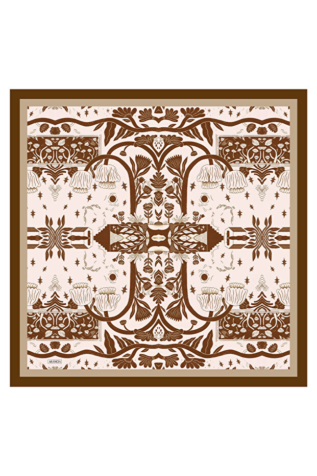 وشاح حريري بني مقاس 90×90