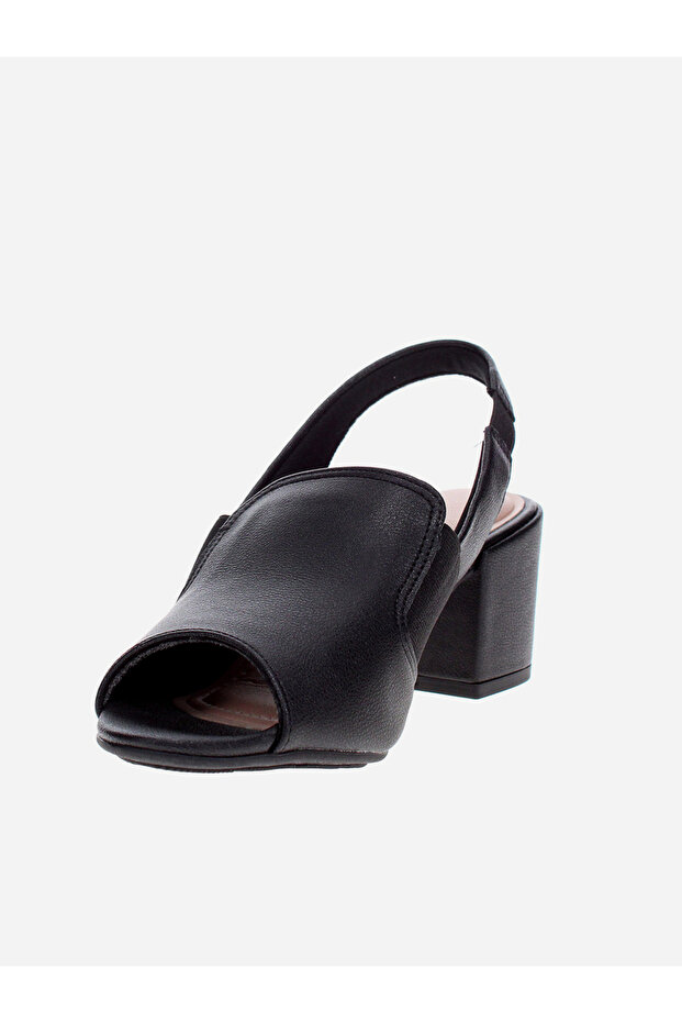 Solid Open Toe Block Heel Shoes - 2