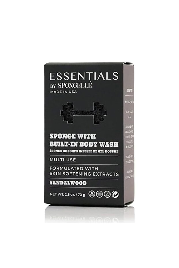 Essentials By Spongelle Men's Sandalwood Body Wash Infused Buffer 70 g (Multi Use)