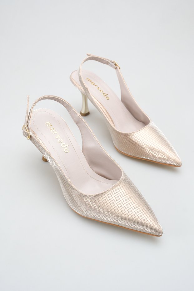 Women's Stiletto Pointed Toe Evening Dress Shoes Emily Gold
