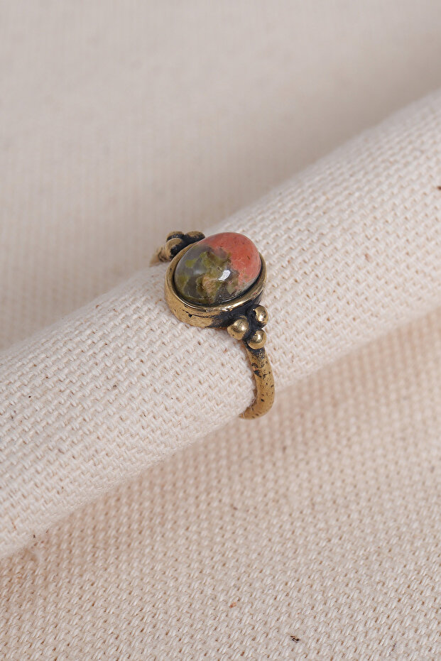 خاتم أصلي بيضاوي الشكل قابل للتعديل مرصع بحجر اليكانيت - 1