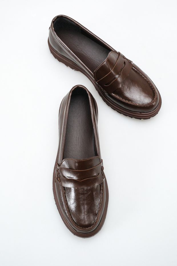 Women's Loafer Daily Classic Shoes Casual Moccasin Berly Brown Patent Leather