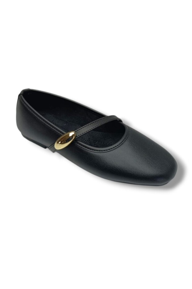 Ceylan shoes 123-26 genuine leather buckled single strap anatomical women's flats