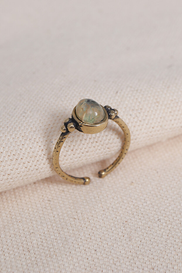 خاتم أصلي بيضاوي الشكل قابل للتعديل مرصع بحجر كوارتز الروتيل - 1