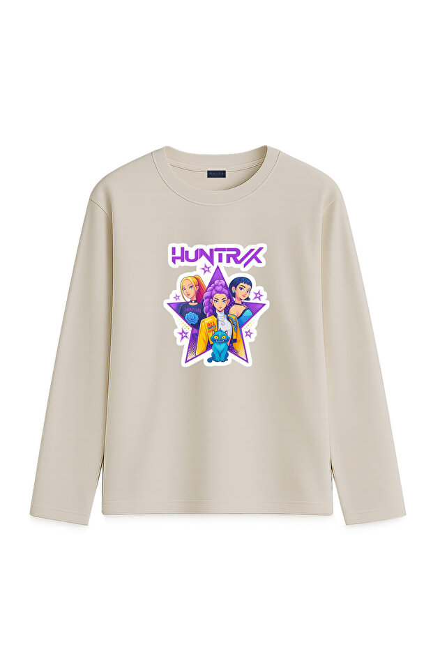 Kpop Demon Hunters Hunterix Printed Long Sleeve Girls' T-Shirt 4-13 Years - Huntr/X