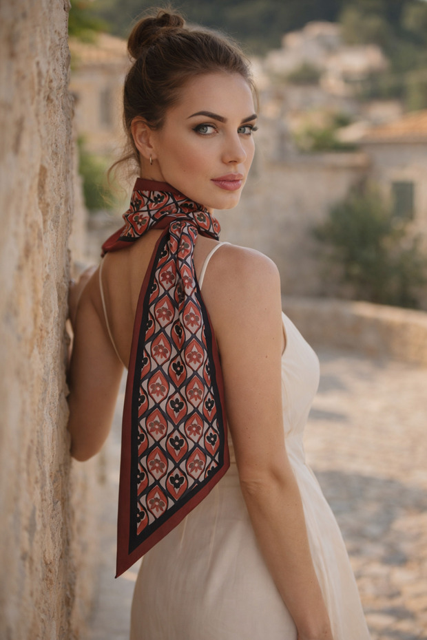وشاح رقبة كلاسيكي بنمط هندسي من البلاط FLR1021