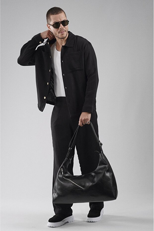 Regular Fit Muslin Fabric Men’s Shirt and Trousers Two-Piece Set