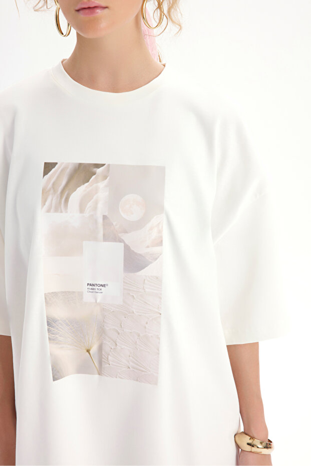 Cloud Dancer Beyaz Oversize T-Shirt - 7