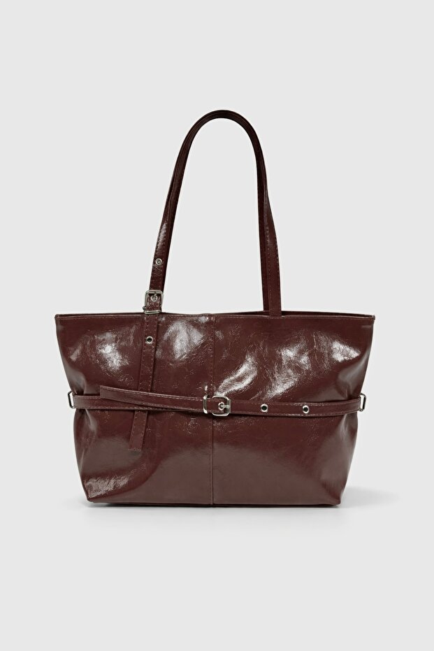 Women's Belted Tote Bag Brown