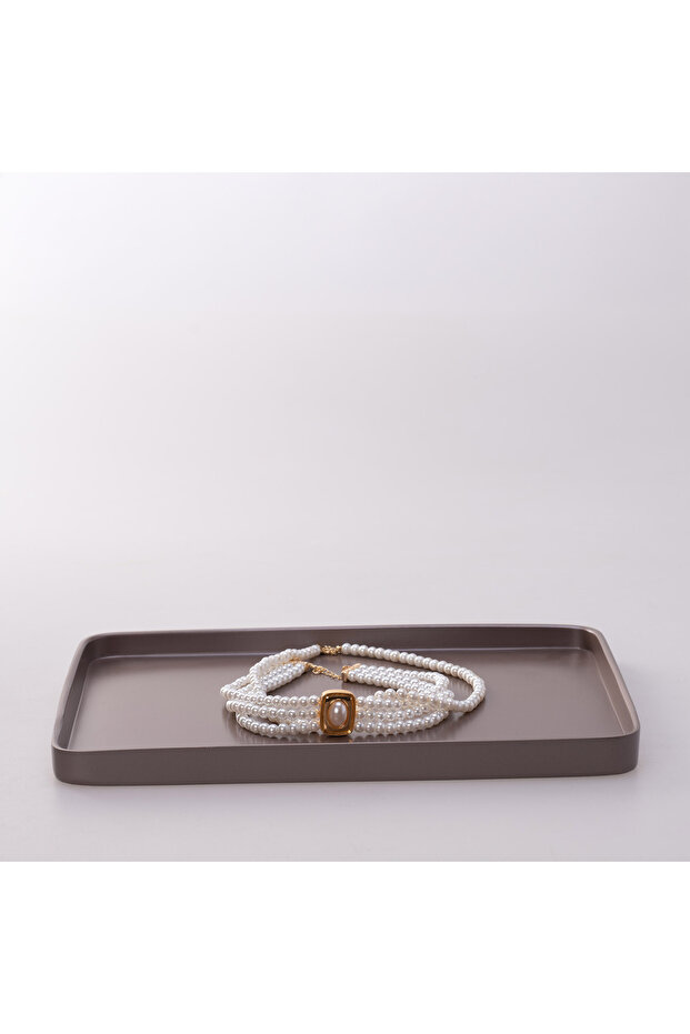 صينية مستطيلة من فيكتوريا كبيرة الحجم باللون الرمادي الداكن - 3