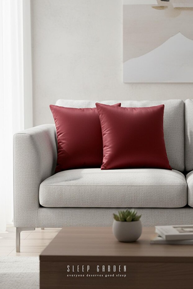 Erguvan Series Velvet Claret Red Decorative Throw Pillow Cover 45X45 2-Pack