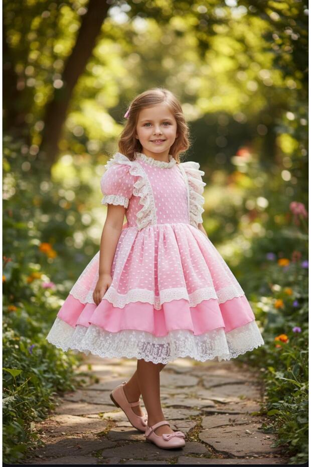 Tulle Short-Sleeved Fluffy Children's Dress
