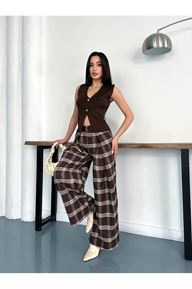 Plaid Patterned Pants - 3
