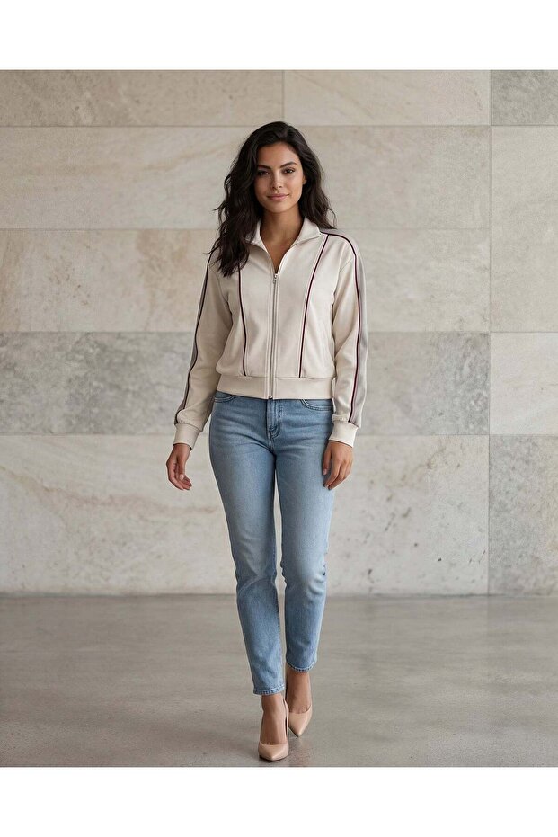 Women Beige Active Sweatshirt