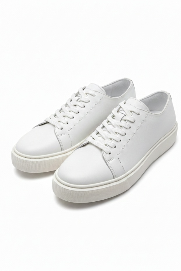 100% Genuine Leather White Lace-Up Casual Men's Shoes Luass28Al0055