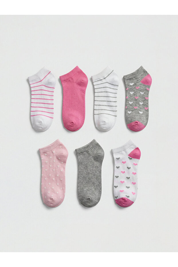 Patterned Girls' Trainer Socks 7 Pack