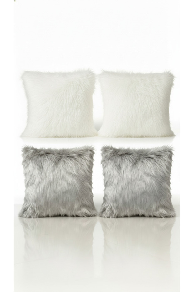Plush Decorative Throw Pillow Covers Set of 4 – White & Gray Soft Textured Sofa Pillow Covers 43X43