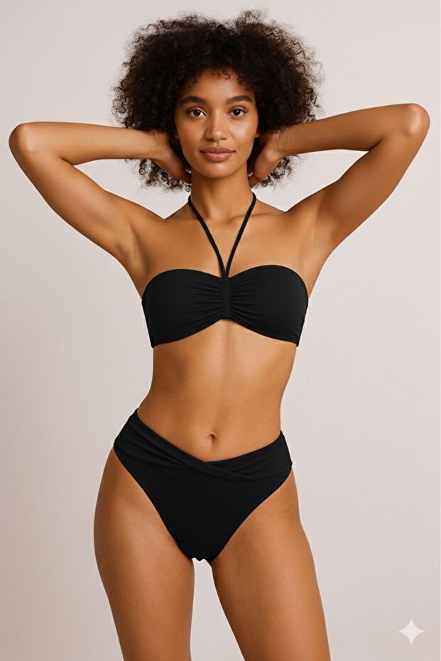بدلة بيكيني بدون حمالات - تصميم ملتوي - 2
