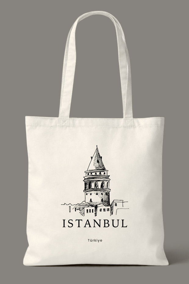 Istanbul Galata Tower Printed Cloth Bag - Daily Shoulder Bag