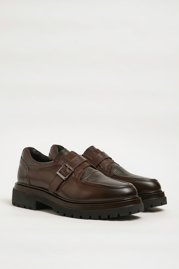 Massimo Model Genuine Natural Leather Eva Sole Casual Shoes with Buckle and Rubber Detail