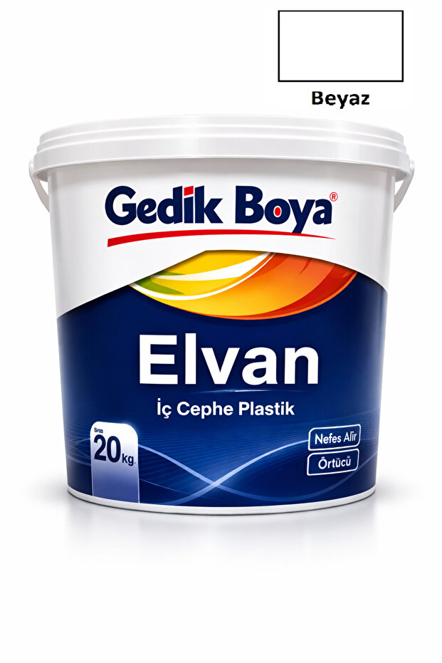 gedik Elvan 20 Kg İç Cephe Plastik Boya | Ekonomik Duvar Boyası, Yüksek Örtücülük-Beyaz