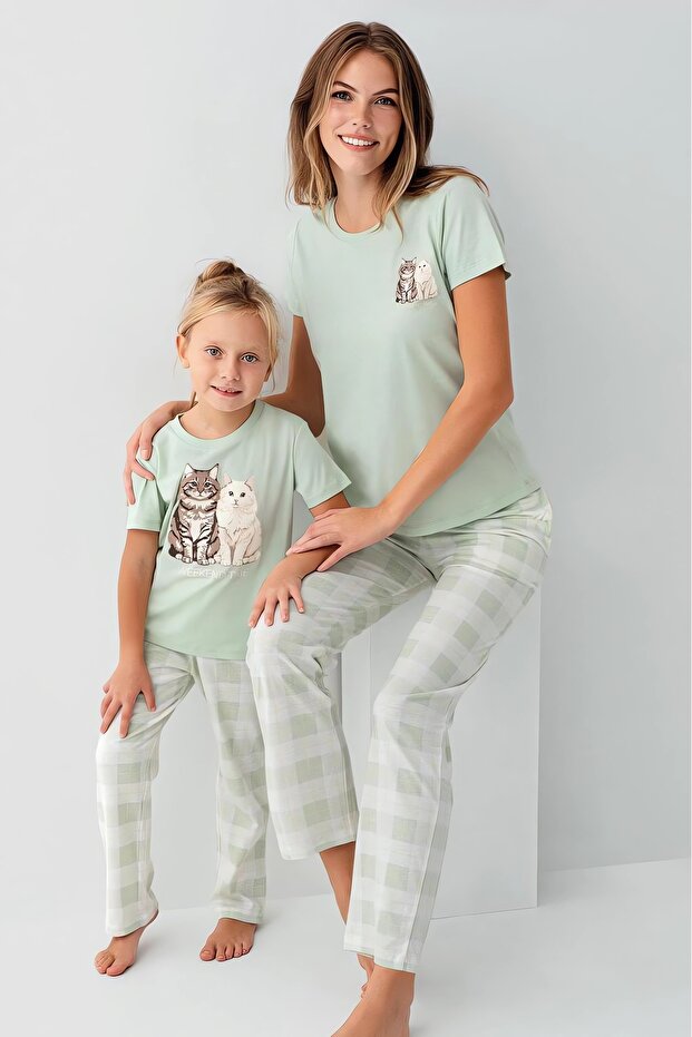 Mother & Daughter Pajama Set, (Sold Separately), 100% Cotton, Crew Neck, Plaid, with Pockets
