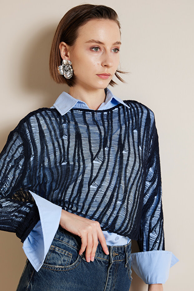 AJURLU TRİKO BLUZ - 1