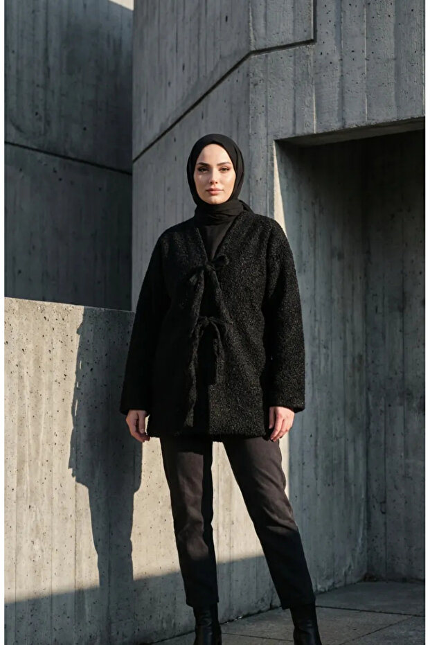 Buklet Fabric Tied Winter Cap 2234-05 Black