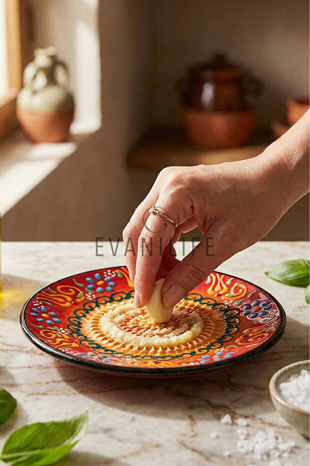 طبق تقطيع من السيراميك متعدد الأغراض، مزود بمبشرة عملية للثوم والزنجبيل، طبق تقديم مزخرف