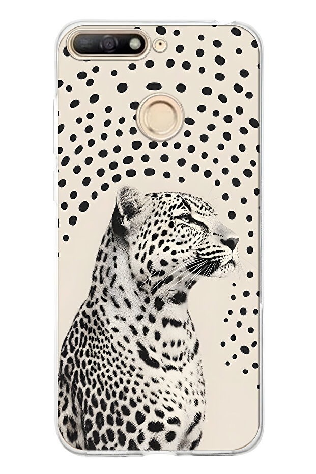 حافظة هاتف شفافة بنمط الفهد متوافقة مع هاتف هواوي Y6 2018 - 1