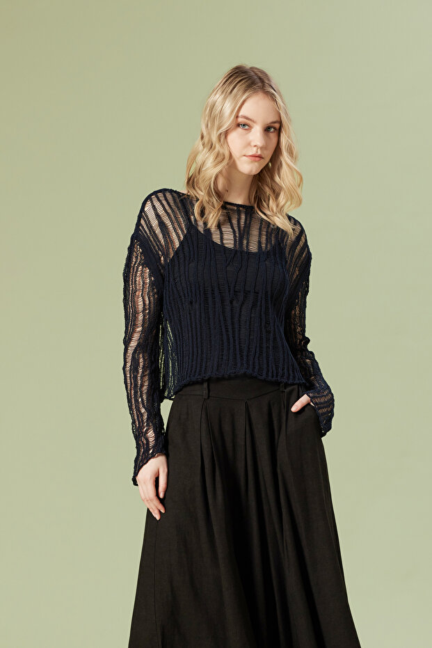 AJURLU TRİKO BLUZ - 3