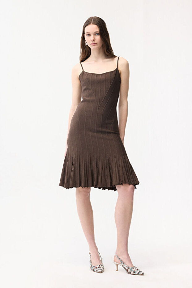 Askılı Triko Elbise - 1