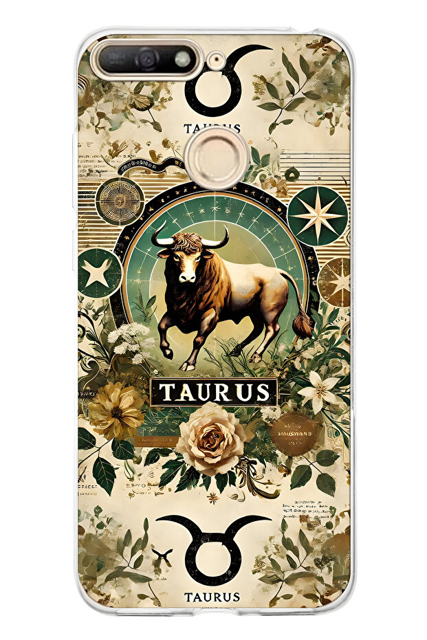 حافظة هاتف شفافة متوافقة مع هاتف هواوي Y6 2018 بنمط برج الثور - 1