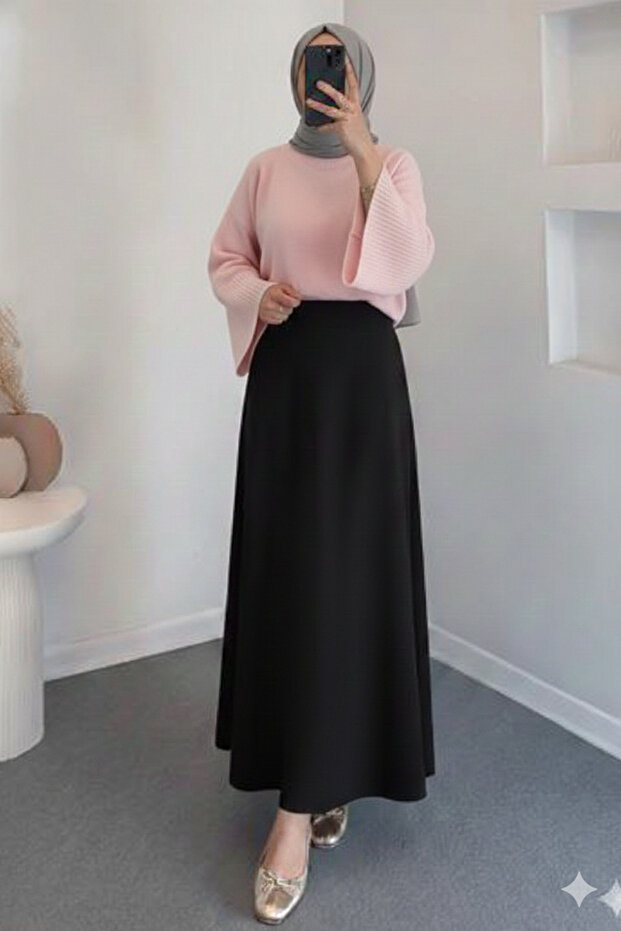 Scuba Fabric Zip-Up Modest Skirt