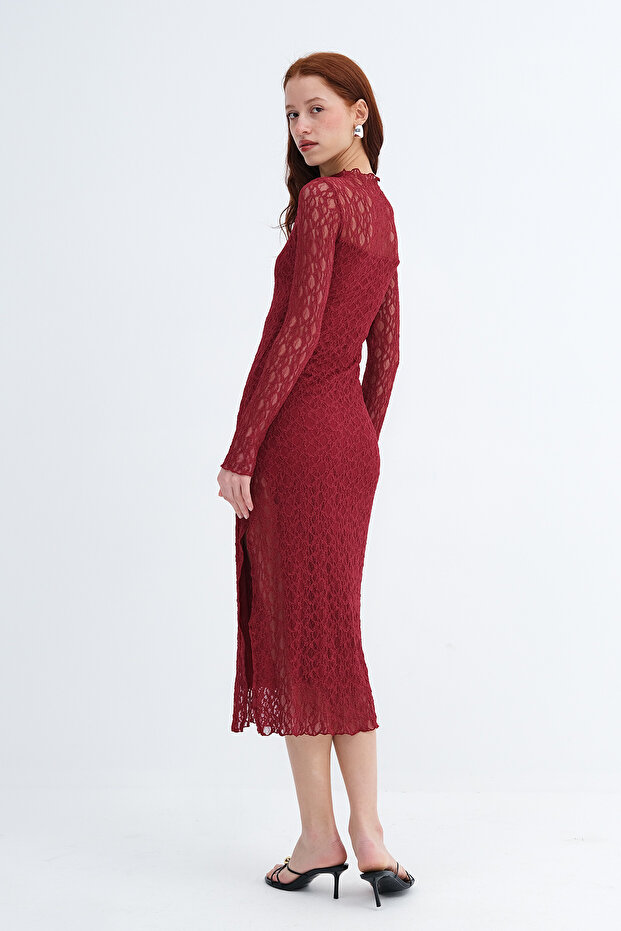 Dik Yaka Dantelli Elbise E18070 - 6