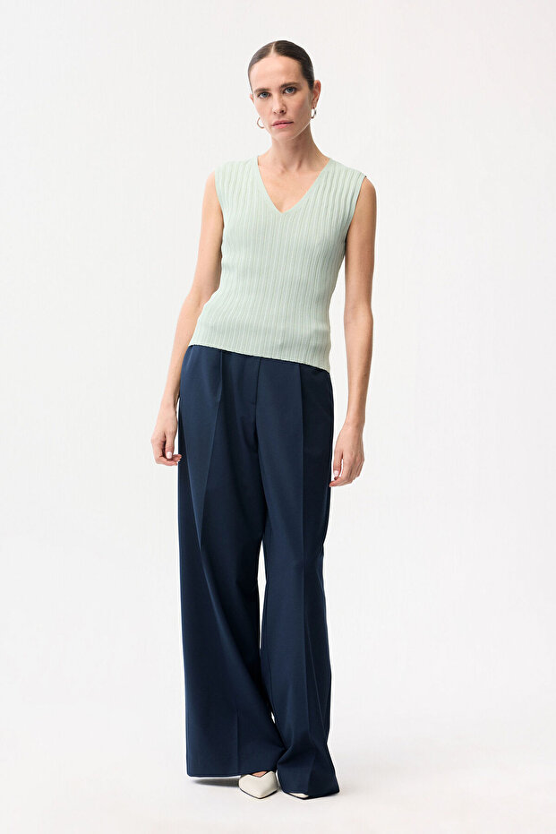 V Yaka Triko Bluz - 3