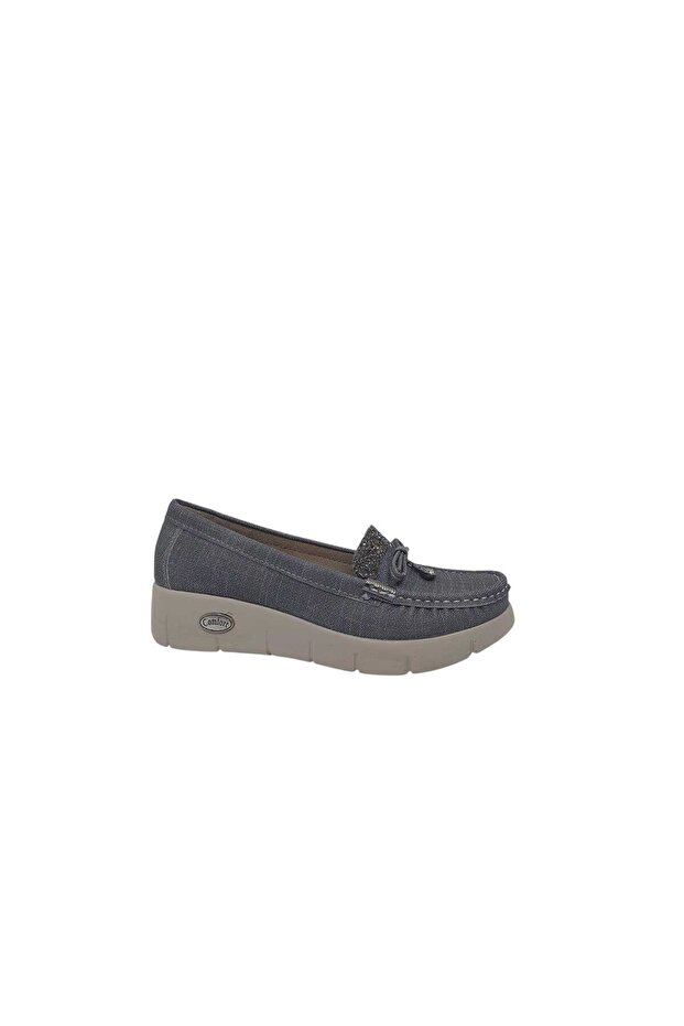 400 Women's Gray Stone Bowknot Wedge Heel Shoes